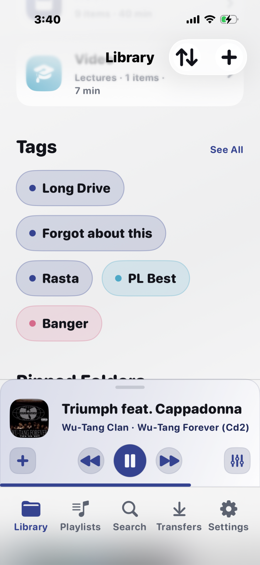 Stow Tags screen