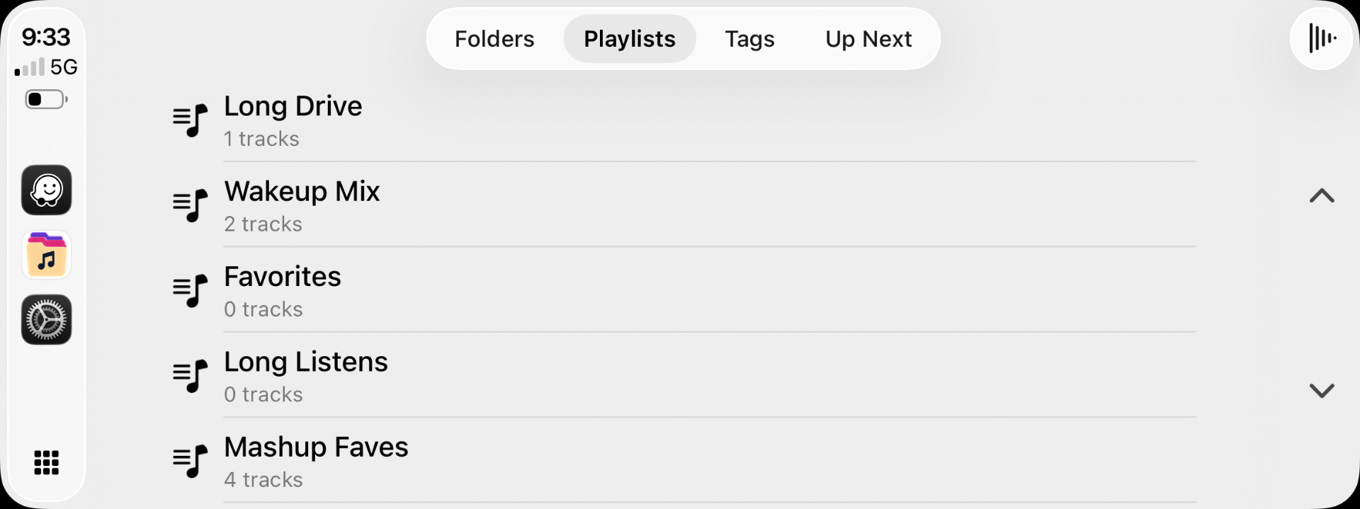 CarPlay Playlists tab
